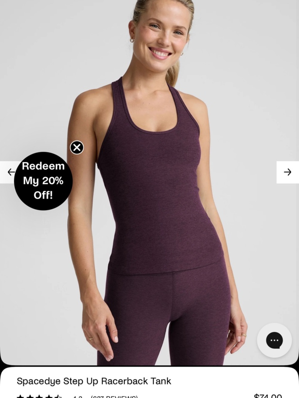 beyond  yoga 2 pcs set . spacedye Step Up Racerback Tank in Deep Plum& spacedye